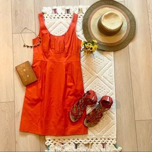 Vibrant Orange-Red Sleeveless J Crew dress